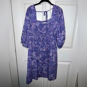 AVA & VIV 3/4 Sleeve Dress, Color: Purple Swirl, Size: X
